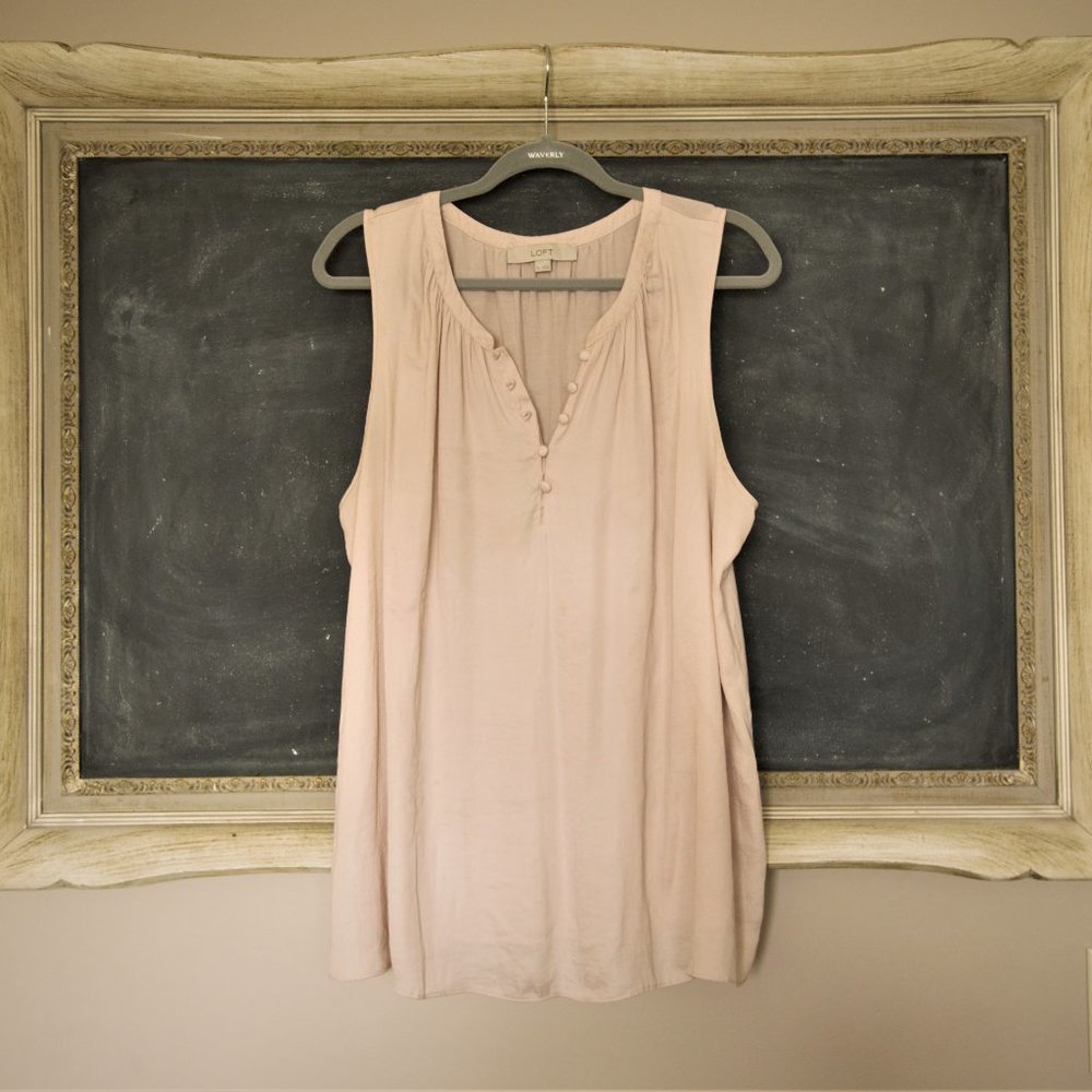 Loft Blush Statin Button Front Tank Blouse